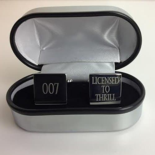 Cufflinks - James Bond Cufflinks with "007" engraved on one link and "Licensed to Thrill" on the other