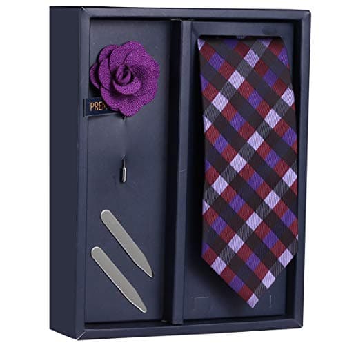 PELUCHEThe Groovy Stance Gift Box Includes 1 Neck Tie, 1 Brooch & 1 Pair of Collar Stays for Men