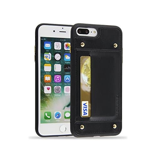 Belking iPhone 7 Plus Card Leather Case,Wallet Card Slot Leather Soft Bumper Case With 1 Card Slot Black