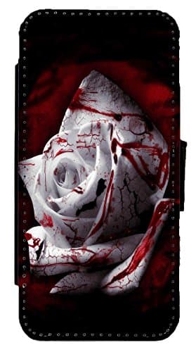 Gothic - Emo Rose Inspired Goth Leather Flip Phone Case Wallet Cover for iPhone &amp; Samsung (Samsung Galaxy S8+Plus)