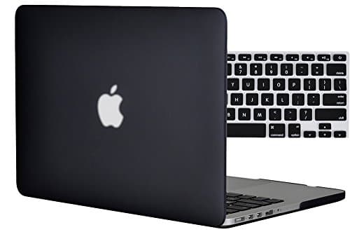 Topideal 2in1 Frosted Matte Hard Shell Case Cover for Apple 13-inch MacBook Pro 13.3" with Retina Display Model A1425 /A1502 (NO CD-ROM Drive) + Keyboard Cover-Black
