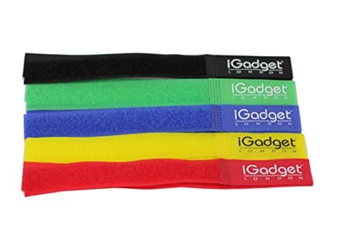 iGADGET® Top rated #1 Heavy Duty Reuseable Hook and Loop Fastener Strap, Hooks and Loops Fastener Tape, Hook &amp; Loop Cable Ties with ideal length to use as Double sided Electrical tape for wire cable tidy 180mm x 20mm - 10 Pack Multicolour