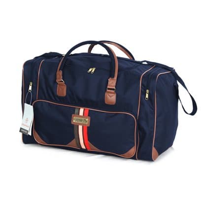 Fashion Essentials -PU trim section with two zipped side pockets Cargo Holdall Duffle Bag (navy)