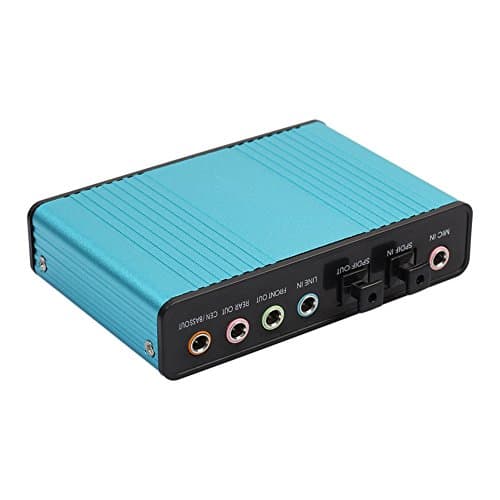 Beautydecor USB 2.0 External 6 Channel 5.1 Optical Audio Sound Card for Notebook Laptop PC (Blue)