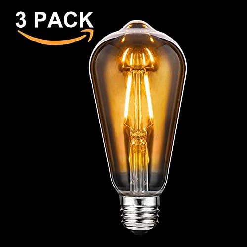 ST64 2W Edison Style Vintage ECO-FRIENDLY LED Filament Light Bulb, 2200K, E27 Base Lamp, 20W Incandescent Replacement [Energy Class A+] (3 pack)