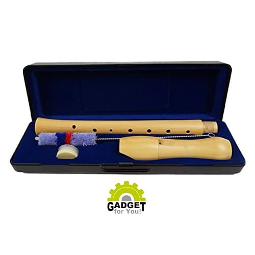 High-quality soprano maple wood recorder in a set with case, brush & fat accessories - (Ideal for school, leisure & work - For children, adults, beginners & professionals) - GERMAN fingering