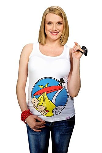 Maternity Tank Top Stork Twins Double Joy White S (Small) - Maternity Clothing by MY TUMMY ®©™