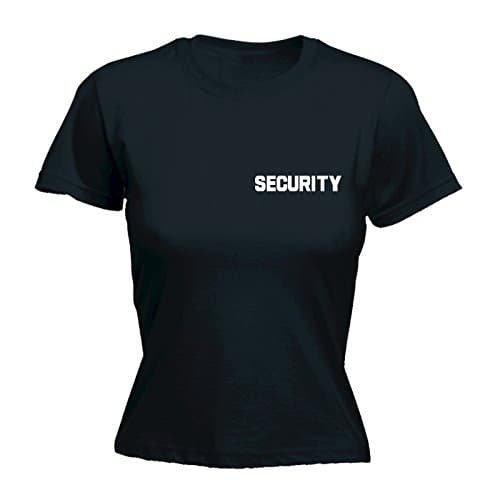 JNR Workwear Women's SECURITY (BREAST AND BACK) (M - BLACK) FITTED T-SHIRT