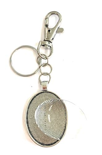 2 Silver Key Chain With Pendant And Rhinestones 50 x 32 mm Locket (40 x 30 mm)