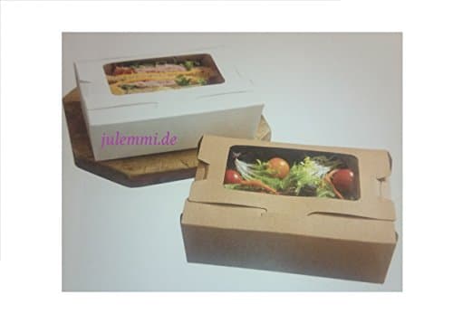 '15 Brown/white Biobox with Viewing Window for Pastries, Cake, Sweets, Biscuits, Cupcake, Salad Kit "To-Go Organic Box – An Ideal Gift – Gift Box Set Food Take Out Box – Lunch Box – Size S/M, white, 125 x 110 x 45 mm - 500 ml