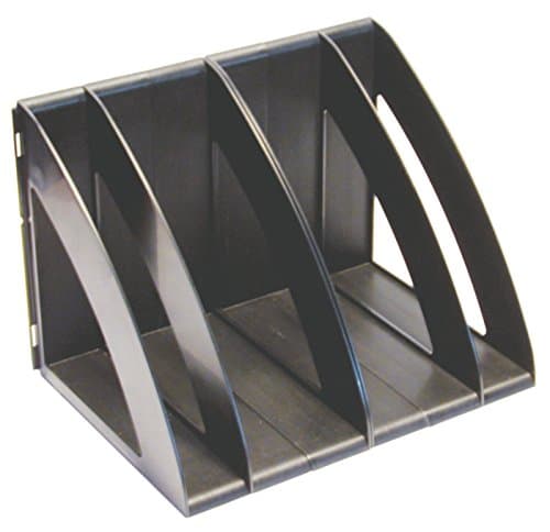 Solo Black Acrylic 4 Adjustable Compartments Magazines & Book Rack Office Desk Organizer - Set of 6 Pcs