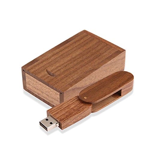 Ranipobo Rotation 32GB Walnut Wood High Speed Flash Storage Drive USB2.0 Memory Stick Swivel 360 Degree Army Shape With Matching Wooden Box