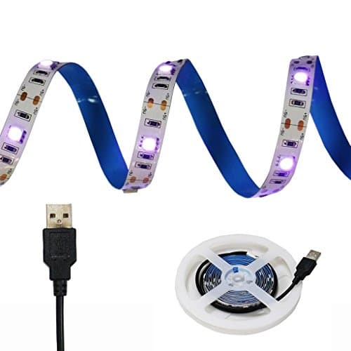 FFNW USB Operated UV Black Lights LED Strip 2M/6.6ft 5050 SMD 395nm-405nm BlackLight for Sterilization, Fluorescent, PC, Poster, DJ, Party, Room Decor