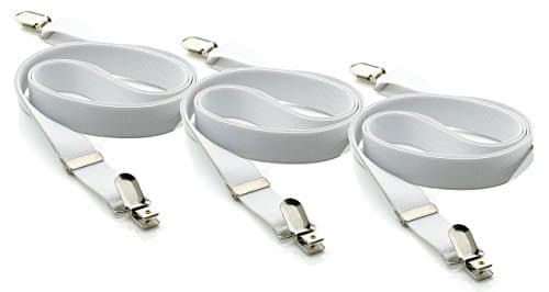 DESERMO Bedsheet Straps, Fasteners with extra stabile holder clips to keep Sheets in place I elastic up to 50 inches long I criss-cross adjustable Suspenders with Grippers for a better sleep (3 pcs)
