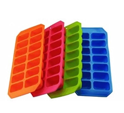 THUKRAL HAULAGE LIMITED Splash Soft Silicone Ice Cube Tray Ice Cream Compartments Container High Quality Strong Flexible BPA Free Multi Coloured Assorted