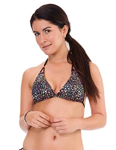 Mio Swim Black Mamba Black and Metallic Bikini Triangle Top BF15540001 X-Small