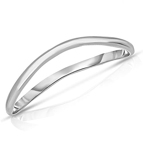 Thin Comfort Fit Curved Wave Thumb Ring (1.5mm) - 10k White Gold - Size 13