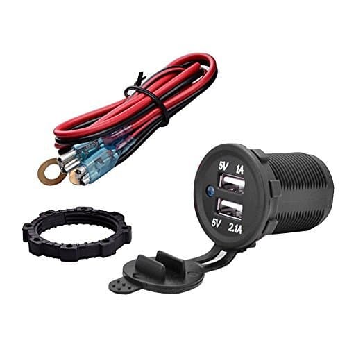 iRoundy Dual USB Charger Power Socket 12V 3.1A Waterproof Dual 2 USB Port Power Socket Mobile GPS Charger Car Boat Motorcycle Marine Carvans Flush Mount With Wire (2 USB Charger)