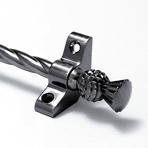 Candy Twist Quality Stair Rods 3/8" x 28.5" Antique Pewter Rope bar Thistle Finial