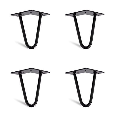 4x Hair Pin Hairpin Legs Table Leg Table Base TABLE BASE/Assorted Colours and Models/Modern Style Frame Height 15 cm/28-inch Steel Copper, White/Black, black
