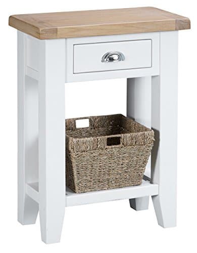 Taunton White Painted Telephone Console Table 1 Drawer 1 Shelf with Lime wash Oak Tops
