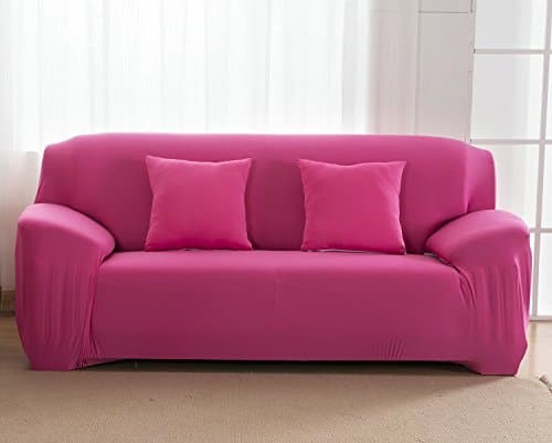 YUTIANHOME Sofa Cover Easy Fit Stretch Fabric Couch Protector Elastic Settee Slipcover for 3 Seater, Hot Pink