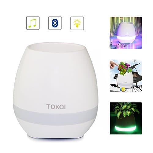 Maxchange Music Flower Pot, Magic Waterproof Plant Pot Bluetooth Speaker, Night Light and Wireless Speaker in One Plant Pot, Smart Gift for Parents, Kids and Friends(White)