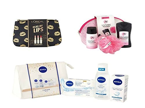 Ideal Xmas Hamper Gift set for her (Women & Girls) - 12 Pieces Gift set incl L'oreal Paris read my Lips,Nivea caring skin,Lynx womens washbag gift sets - Christmas Present