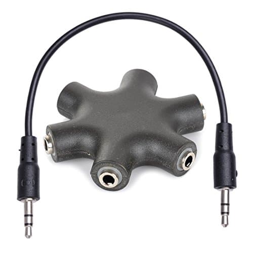 CooPro 6-Way 3.5mm Stereo Audio Headset Hub Box Splitter Up to 5 Headphones to iPod MP3 Player Music Sharing Device with Stereo Cable -Black