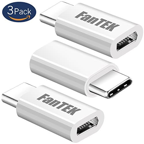 USB C Adapter, FanTEK USB Type C Male to Micro USB Female Connector for Samsung Galaxy S8 Plus, Wileyfox Swift 2 X, Sony Xperia XA1, Nokia 8, HUAWEI P10 Lite, HTC 10, LG G6, BlackBerry KEYone (White)
