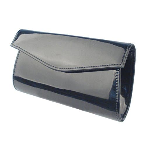 FBA_metalic black color plain evening clutch