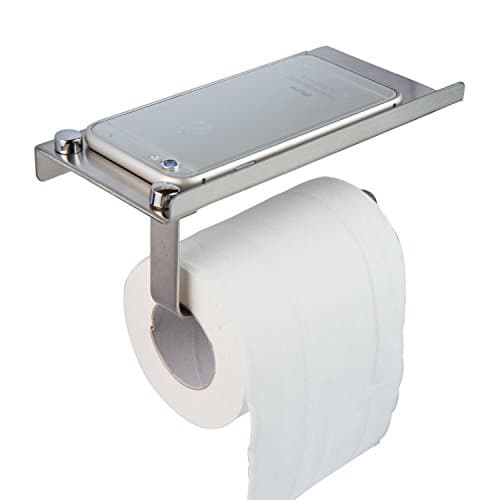 Taydee Toilet Roll Holder with Shelf Wall Mounted Brushed Stainless Steel
