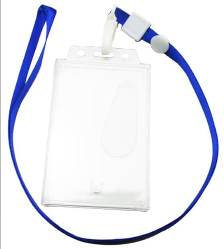 Chuzhao Wu Blue Polyester Lanyard Neck Strap Swivel Hook Transparent Hard Plastic Holder For ID Card Holder(Pack Of 10)