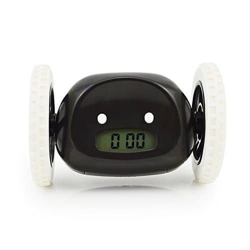 Black Clocky Runaway Alarm Clock Running Clocky on Wheels Creative Gift for Heavy Sleepers