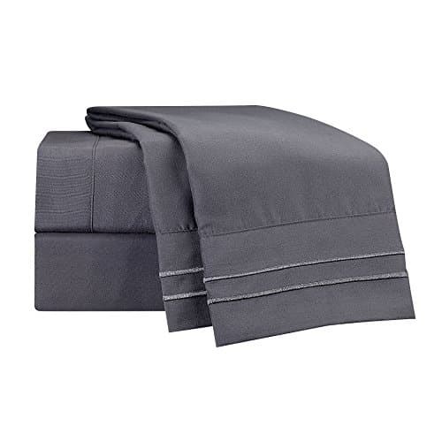 Clara ClarkSupreme 1500 4 piece Bed Sheet Set Queen size Charcoal Stone Grey