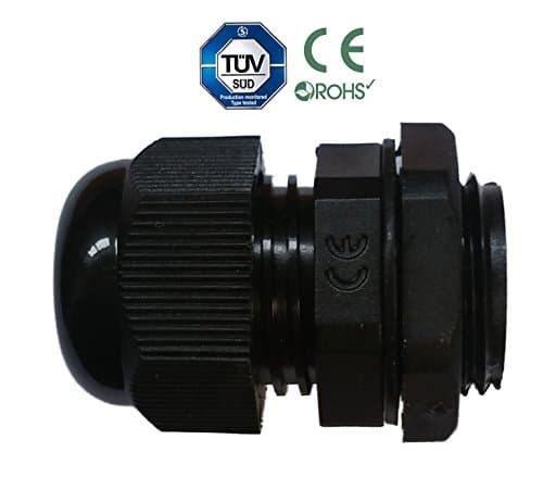 Cable Glands - Waterproof IP68 Compression M18 (M18, Black, 10)