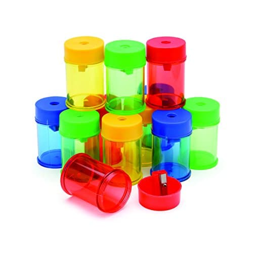 Classmaster Single Hole Canister Pencil Sharpeners 12-Pieces, Multicolor, DPS112