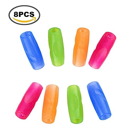 8PCS The Pencil Grip Crossover Grip Ergonomic Writing Aid Silicone Triangle Pencil Grips for Kids Handwriting Claw,Assorted Colors and Styles Suitable for Righties and Lefties