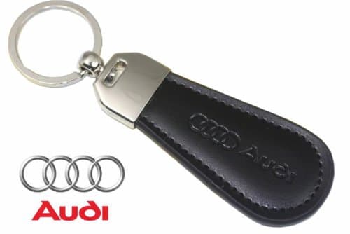 AUDI HIGH QUALITY BLACK LEATHER KEYRING FREE GIFT BOX