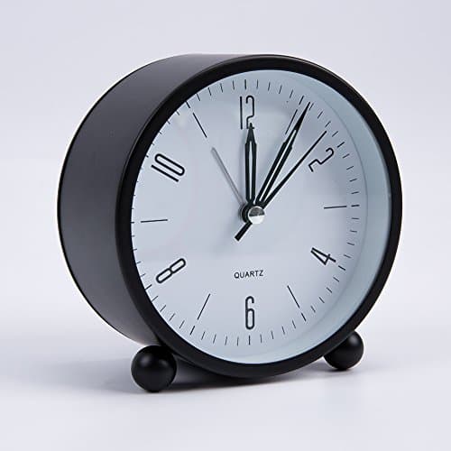 Alarm Clock HQOON Bedside Wake up Clock for Heavy Sleepers with Nightlight, Portable Travel Clock, Battery Operated Clock, Modern Office Desk Clock, Kids Gift,Black