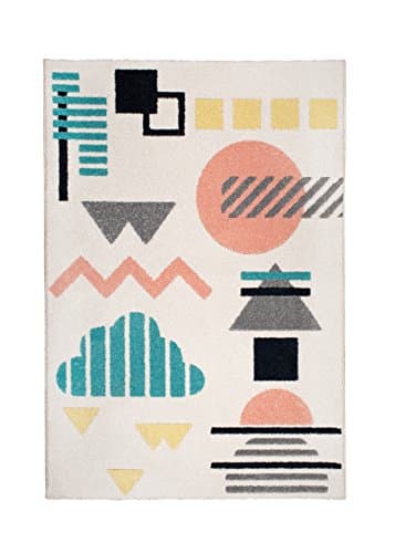 Nattiot Rug for Child's Bedroom Stars Sweet Memphis Rectangular White Rug 120 x 170 cm 100% Polypropylene – Gray Cute Unique Quality