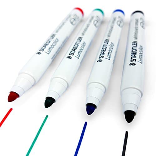 Staedtler Lumocolor - 1.5mm Whiteboard Compact Marker Pen - Pack of 4 Colours - In Desktop Wallet
