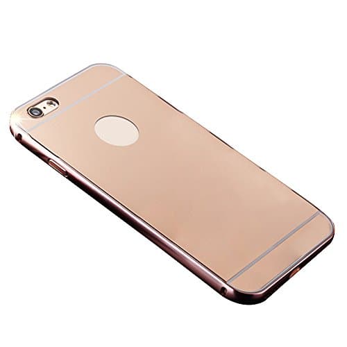 Metal Bumper + PC Back Cover for Apple iPhone 6 Plus / 6S Plus 5.5" - Yihya Luxury Aluminum Ultra-thin Mirror Design Metal Frame Bumper Protective Hard Back Case Cover--Rose Gold
