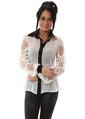 Party 21 Draped Open Back Lace Sleeve Cream Shirt White Medium