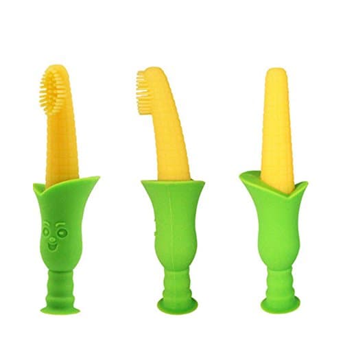 Uvipu Baby Teether Silicon Tooth Gum Corn Training Toothbrush Teething Toy Molar Rod Dental Glue For Baby Infant Toddler Kids