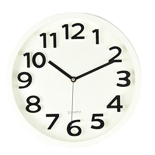 3D Number Wall Clock, Benefitsheen 12" Silent Wall Clock with Large Numbers and Non- ticking Digital, Modern Style Good for Living Room & Home & Office Battery Operated (White)