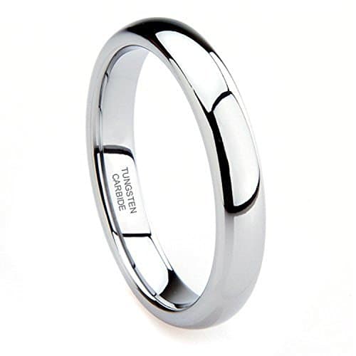 4mm Tungsten Unisex Plain Dome Polished Wedding Engagement Ring