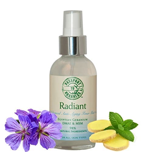 Organic Radiant Advanced Anti-Aging Toner with Egyptian Geranium, DMAE, MSM, Paraben Free! FREE Super Saver Shipping!