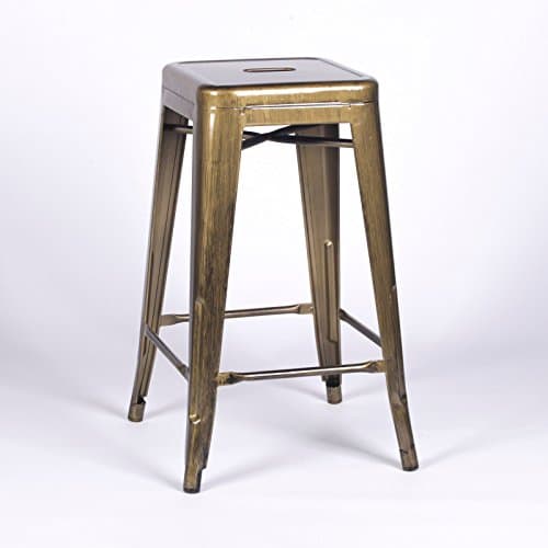 LMC MEDIUM TOLIX INSPIRED METAL BAR STOOL BRASS STYLE GOLD INDUSTRIAL BREAKFAST CAFE GARDEN
