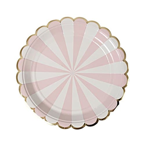 Meri Meri Dusty Pink Fan Stripe Small Plates